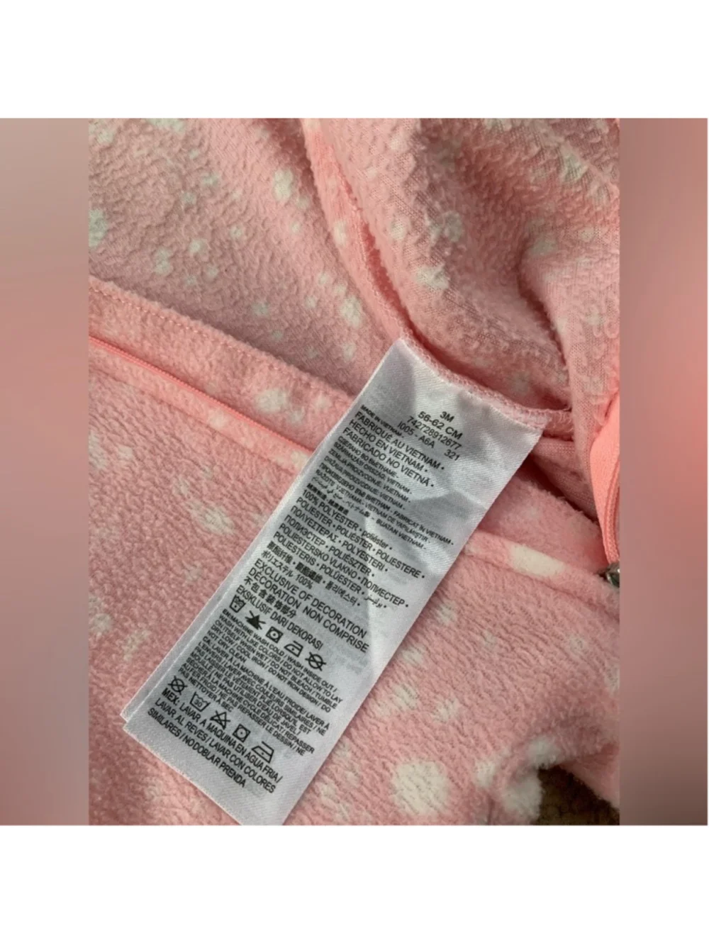 Nike Size 3 Months Pink Fleece Zip Sleeper Footie Pajamas